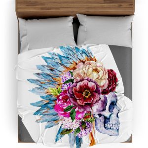 Plaid Tête de Mort <br/> Couronne de Fleurs