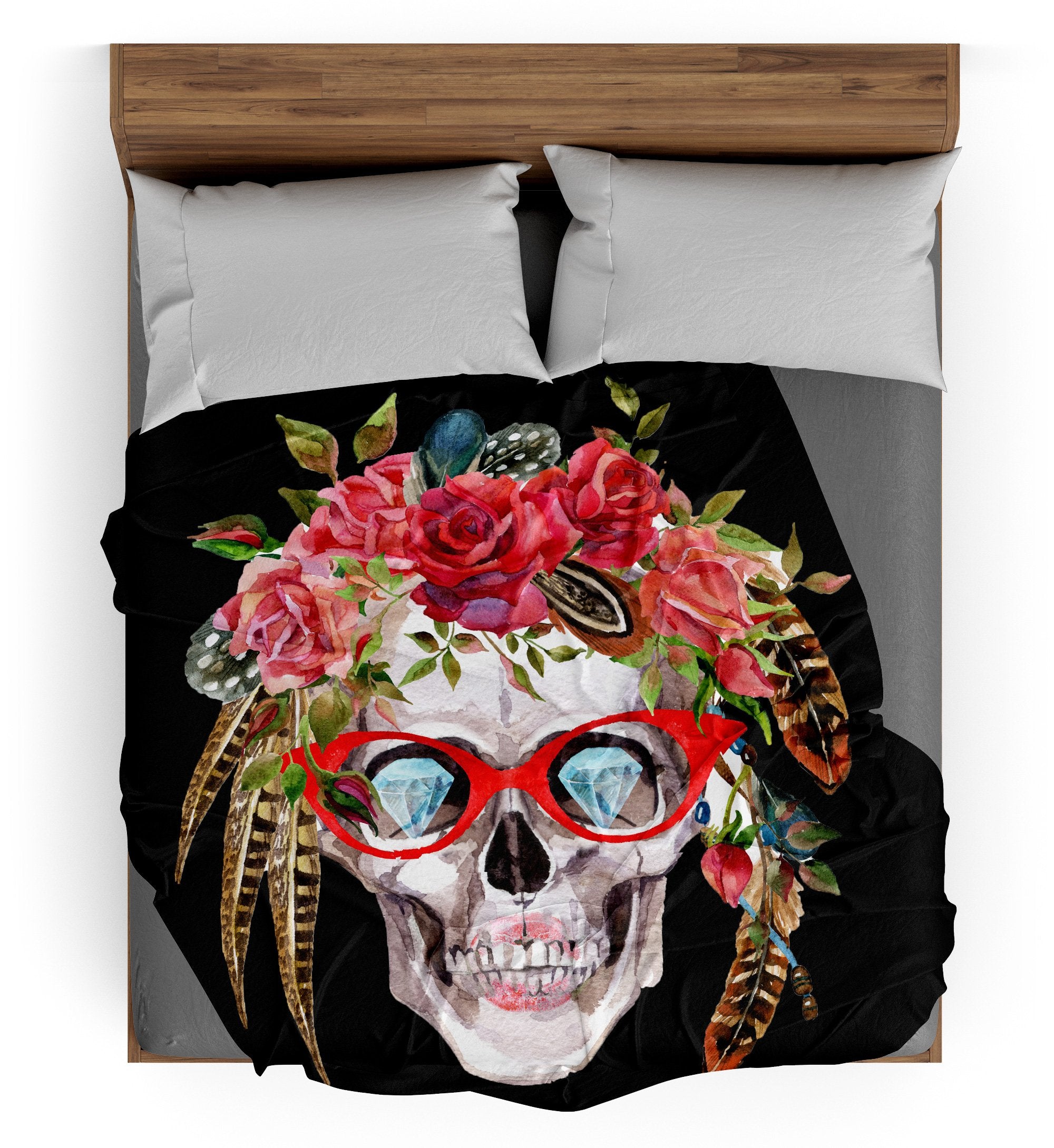 Plaid Noir Tête de Mort <br/> Hipster