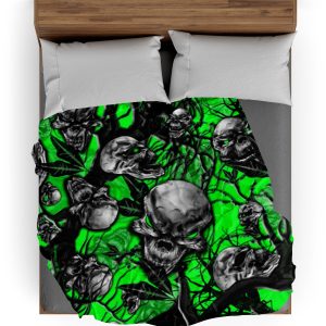 Plaid Tête de Mort <br/> Forêt verte