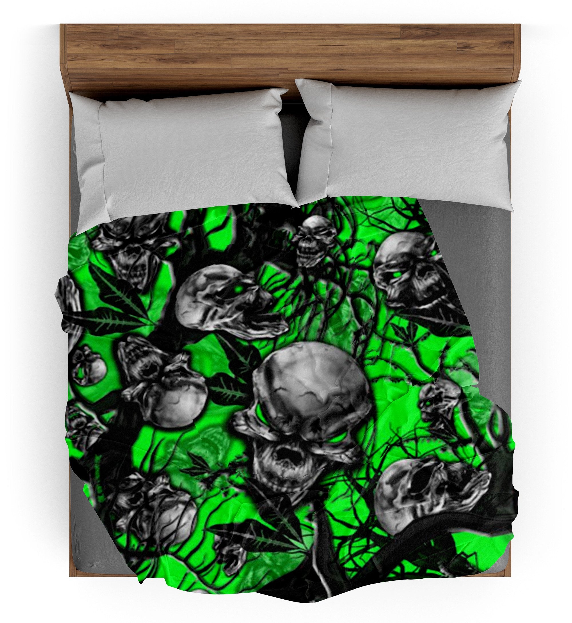 Plaid Tête de Mort <br/> Forêt verte