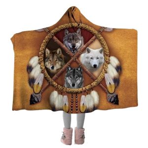 Plaid loup indien marron