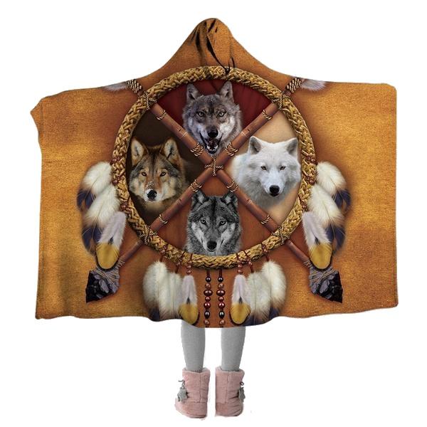 Plaid loup indien marron