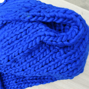 Plaid Grosse Maille Bleu Roi