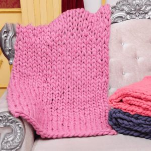 Plaid Grosse Maille Rose Dragée