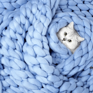 Plaid Grosse Maille Céleste