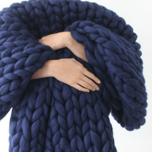 Plaid Grosse Maille Bleu Océan