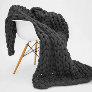 Plaid Grosse Maille Anthracite