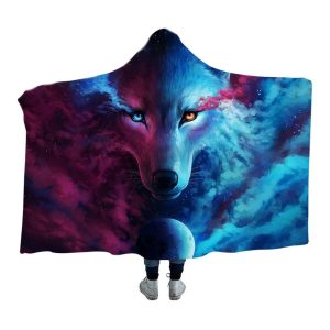 Plaid loup lune nuit