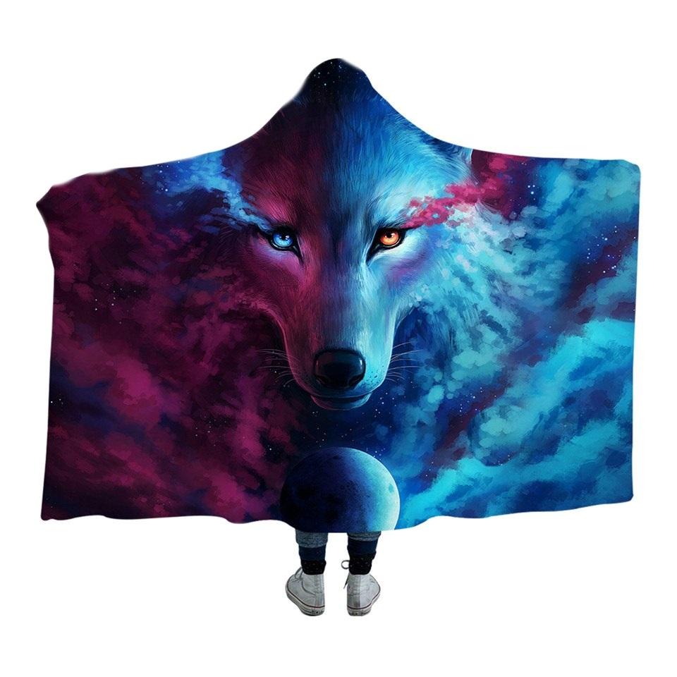 Plaid loup lune nuit