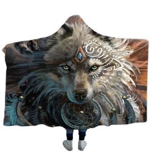 Plaid loup indien guerrier