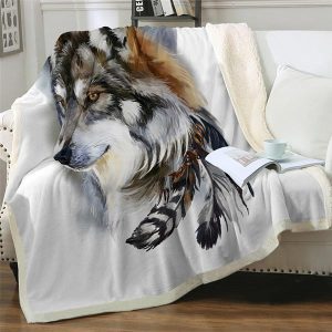 PLAID LOUP <br> AVEC PLUMES