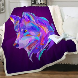 PLAID LOUP <br> TÊTE COLORÉE