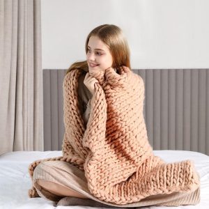 Plaid Grosse Maille Beige Clair